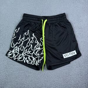 Kill Crew Muay Thai Flame Shorts Mens Small Black White 4" Mid Thigh Drawstring